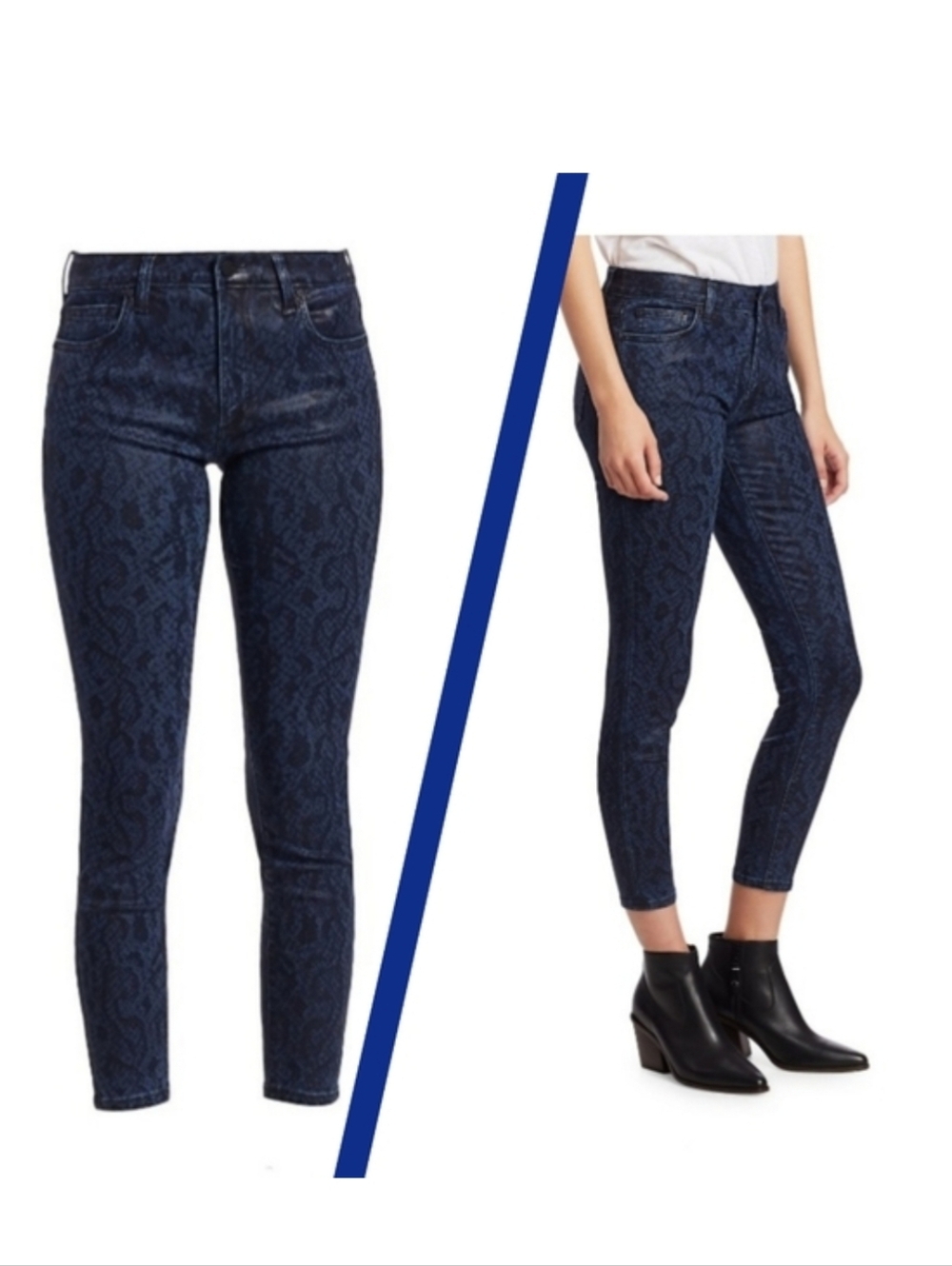 NWT Joe's Jeans Python/ Snake Indigo Charlie High Rise Skinny Ankle Jean, 26